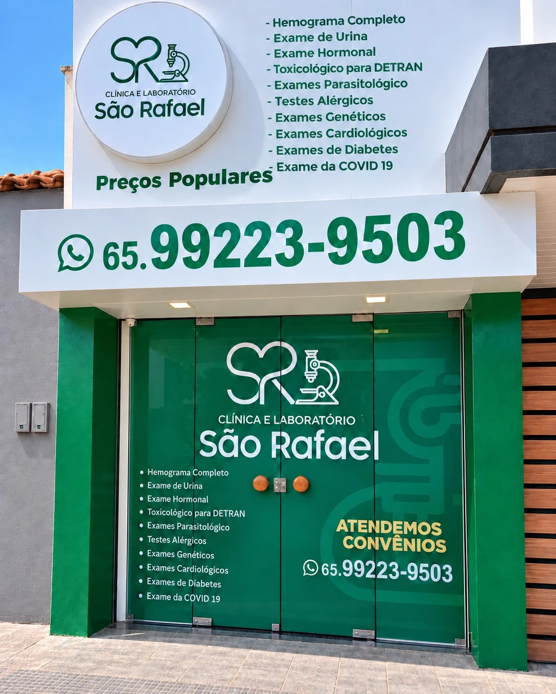 Fachada da Clínica e Laboratório São Rafael